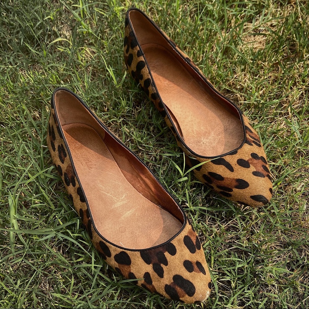 Madewell Sidewalk Skimmer leopard calf hair flats